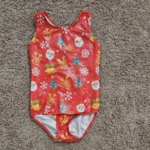 Festive Red Christmas Gymnastics Leotard